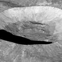 LRO · angled view of lunar crater